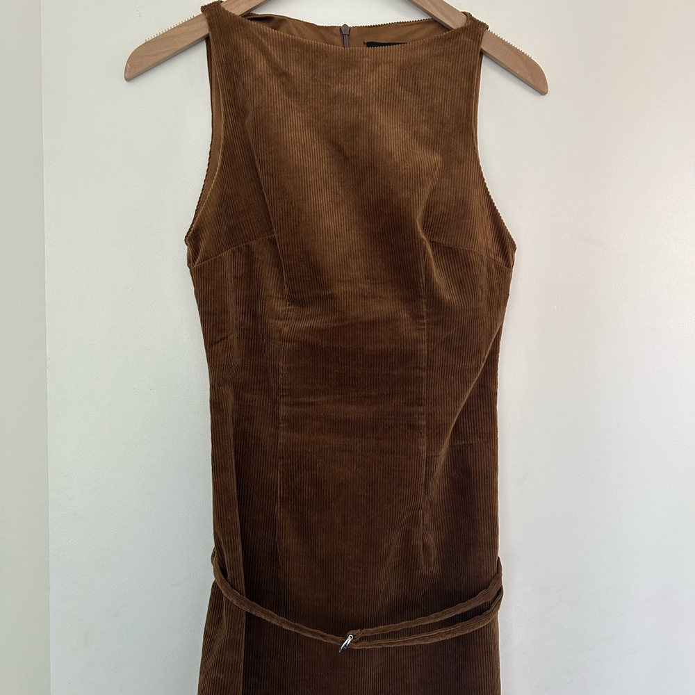 Zara Brown Corduroy Mini Dress with belt